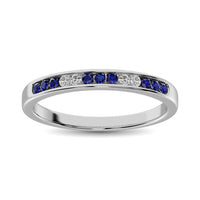 Thumbnail for 14K White Gold 1/5 Ctw Blue Sapphire & Diamond Machine Band