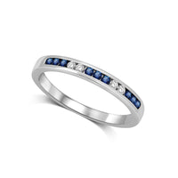 Thumbnail for 14K White Gold 1/5 Ctw Blue Sapphire & Diamond Machine Band
