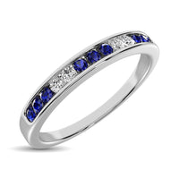 Thumbnail for 14K White Gold 1/5 Ctw Blue Sapphire & Diamond Machine Band