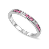 Thumbnail for 14K White Gold 1/5 Ctw Pink Sapphire & Diamond Machine Band