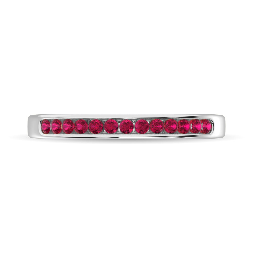 14K White Gold 1/5 Ctw Ruby Machine Band