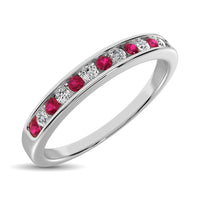Thumbnail for 14K White Gold 1/5 Ctw Ruby & Diamond Machine Band
