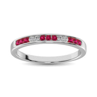 Thumbnail for 14K White Gold 1/5 Ctw Ruby & Diamond Machine Band