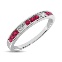 Thumbnail for 14K White Gold 1/5 Ctw Ruby & Diamond Machine Band