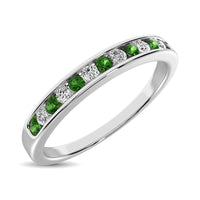 Thumbnail for 14K White Gold 1/5 Ctw Tsavorite & Diamond Machine Band