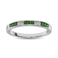 Thumbnail for 14K White Gold 1/6 Ctw Tsavorite & Diamond Machine Band