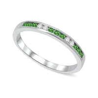 Thumbnail for 14K White Gold 1/6 Ctw Tsavorite & Diamond Machine Band