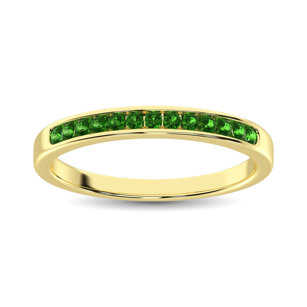 14K Yellow Gold 1/5 Ctw Tsavorite Machine Band