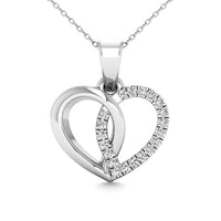 Thumbnail for 10K White Gold 1/20 Ctw Diamond Heart Pendant