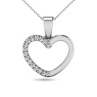 Thumbnail for 10K White Gold 1/10 Ctw Diamond Heart Pendant