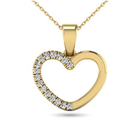 Thumbnail for 10K Yellow Gold 1/10 Ctw Diamond Heart Pendant