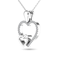 Thumbnail for 10K White Gold 1/20 Ctw Diamond Double Heart Pendant