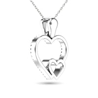 Thumbnail for 10K White Gold 1/20 Ctw Diamond Double Heart Pendant
