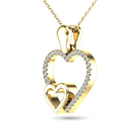 Thumbnail for 10K Yellow Gold 1/20 Ctw Diamond Double Heart Pendant