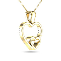 Thumbnail for 10K Yellow Gold 1/20 Ctw Diamond Double Heart Pendant