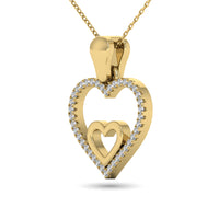 Thumbnail for 10K Yellow Gold 1/10 Ctw Diamond Double Heart Pendant