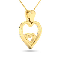 Thumbnail for 10K Yellow Gold 1/10 Ctw Diamond Double Heart Pendant