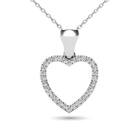 Thumbnail for 10K White Gold 1/10 Ctw Diamond Heart Pendant