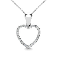 Thumbnail for 10K White Gold 1/10 Ctw Diamond Heart Pendant