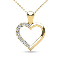 Thumbnail for 10K Yellow Gold 1/10 Ctw Diamond Heart Pendant