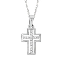 Thumbnail for 10K White Gold 1/20 Ctw Diamond Cross Pendant