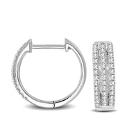 Thumbnail for 10K White Gold 1/4 Ctw Diamond Hoop Earrings