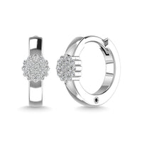 Thumbnail for 10K White Gold 1/10 Ctw Diamond Hoop Earrings