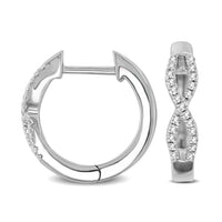 Thumbnail for 10K White Gold 1/6 Ctw Diamond Hoop Earrings