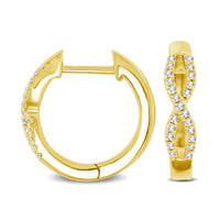 Thumbnail for 10K Yellow Gold 1/6 Ctw Diamond Hoop Earrings