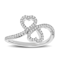 Thumbnail for 10K White Gold 1/5 Ctw Diamond Double Heart Ring