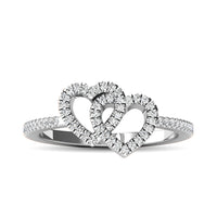 Thumbnail for 10K White Gold 1/5 Ctw Diamond Double Heart Ring