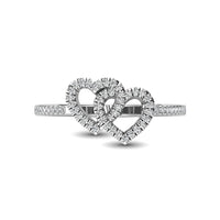 Thumbnail for 10K White Gold 1/5 Ctw Diamond Double Heart Ring