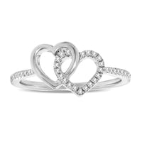 Thumbnail for 10K White Gold 1/6 Ctw Diamond Double Heart Ring