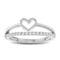 Thumbnail for 10K White Gold 1/5 Ctw Diamond Heart Ring