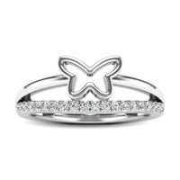 Thumbnail for 10K White Gold 1/5 Ctw Diamond Butterfly Ring