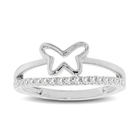 Thumbnail for 10K White Gold 1/5 Ctw Diamond Butterfly Ring