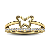 Thumbnail for 10K Yellow Gold 1/5 Ctw Diamond Butterfly Ring