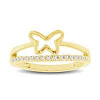 Thumbnail for 10K Yellow Gold 1/5 Ctw Diamond Butterfly Ring