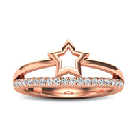 Thumbnail for 10K Rose Gold 1/5 Ctw Diamond Twikle Star Ring
