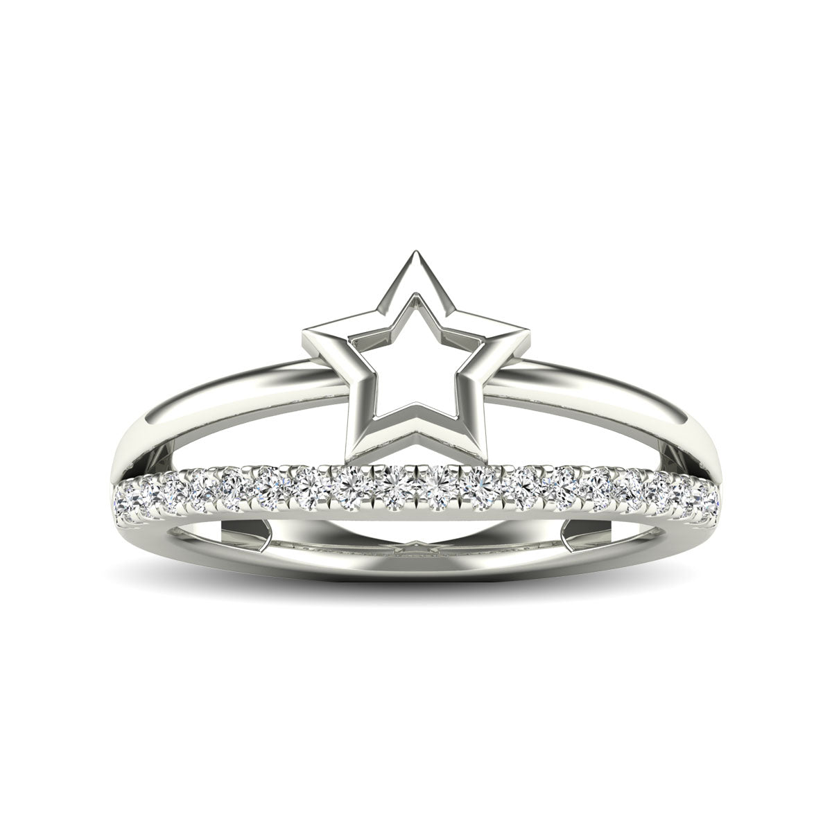 10K White Gold 1/5 Ctw Diamond Twikle Star Ring