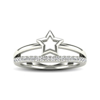 Thumbnail for 10K White Gold 1/5 Ctw Diamond Twikle Star Ring