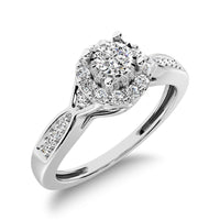 Thumbnail for 10K White Gold 1/5 Ct.Tw. Diamond Halo Engagement Ring
