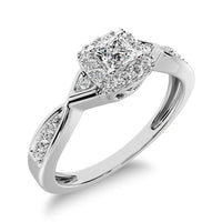 Thumbnail for 10K White Gold Princess Cut Diamond 1/5 Ct.Tw. Engagement Ring