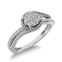 Thumbnail for 10K White Gold 1/5 Ct.Tw. Diamond Rope Texture Engagement Ring