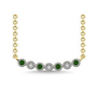 Thumbnail for 10K Yellow Gold 1/10 Ctw Diamond & Round Tsavorite Necklace