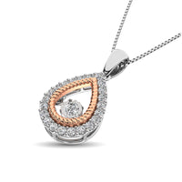 Thumbnail for 10K Two Tone 1/4 Ctw Tearshape Moving Diamond Pendant
