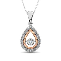 Thumbnail for 10K Two Tone 1/4 Ctw Tearshape Moving Diamond Pendant
