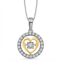 Thumbnail for 10K Two Tone 1/3 Ctw Moving Diamond Heart Pendant