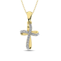 Thumbnail for 10K Yellow Gold 1/10 Ctw Diamond Cross Pendant