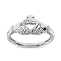 Thumbnail for 10K White Gold Diamond Accent Claddagh Ring